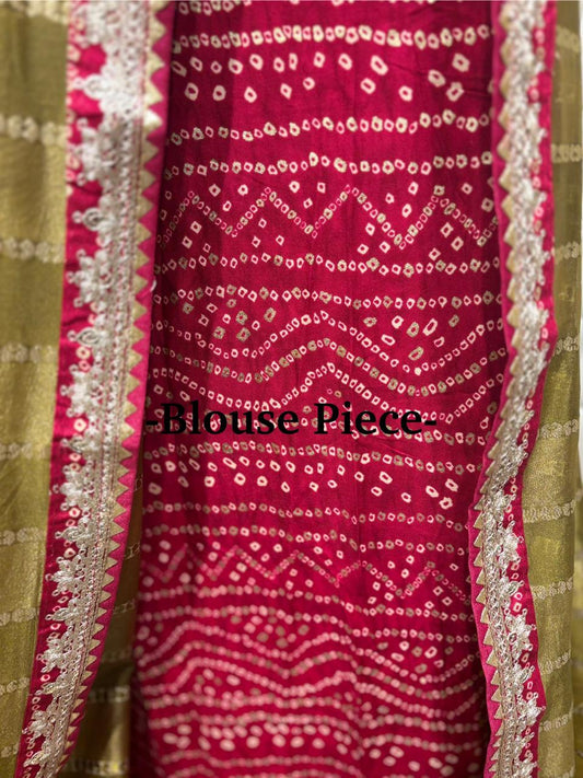 Graceful Green & Red Embroidered Candy Organza Unstitched Blouse