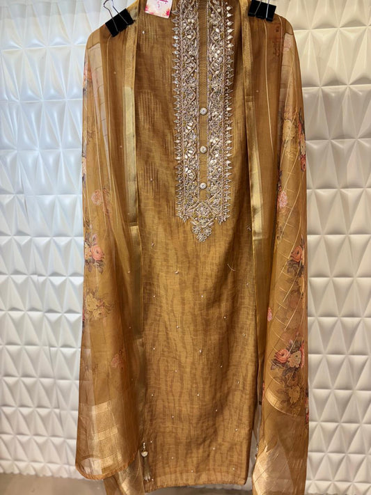 Silk suit set with beautiful Gota Patti &  dabka hand embroidery detailing