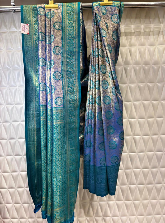 Elegance that transcends time – this blue art silk saree