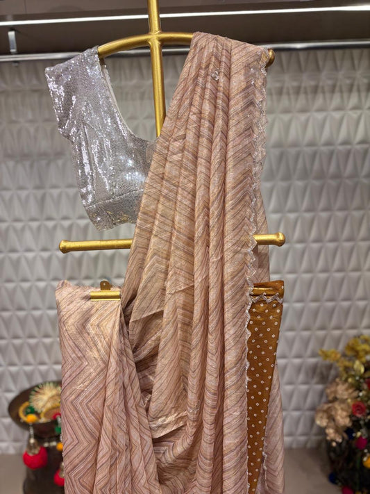 Elegance redefined with this Organza cut Dana Gota Patti border