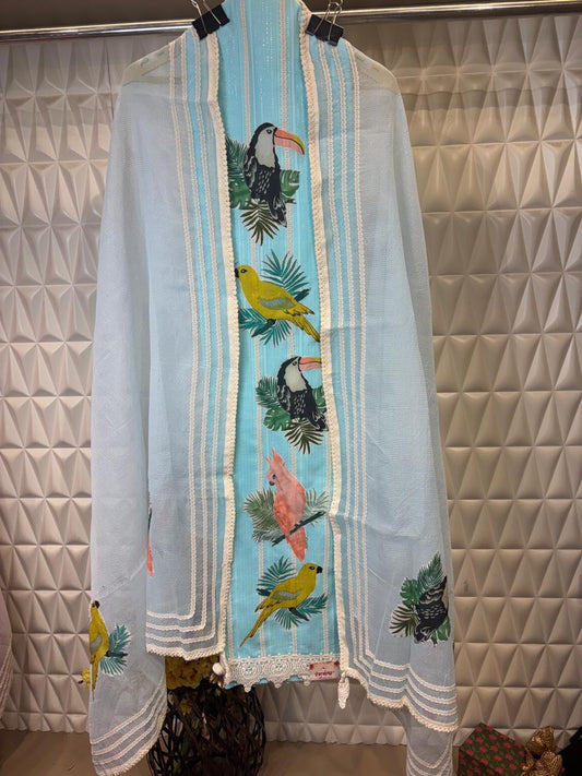 Elegance in every stitch a hand-painted Kota Doria