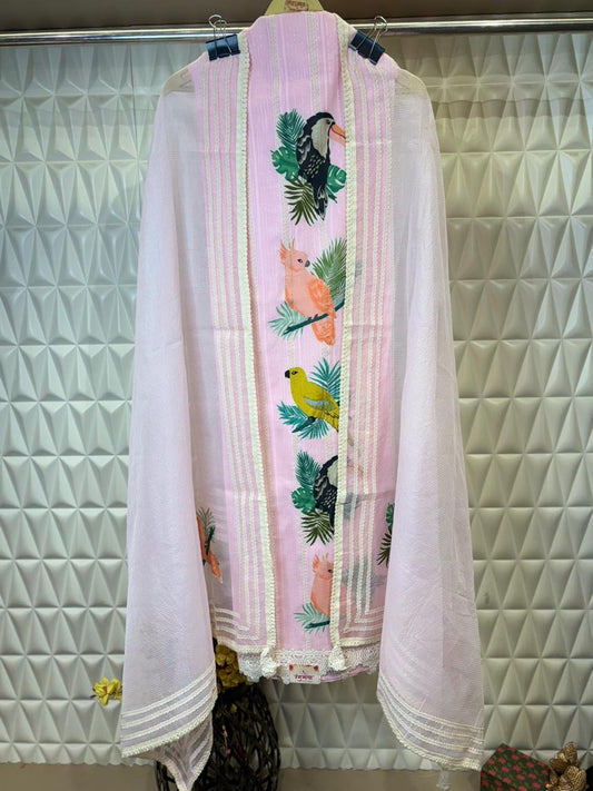 Embrace elegance with this Kota Doria yellow suit