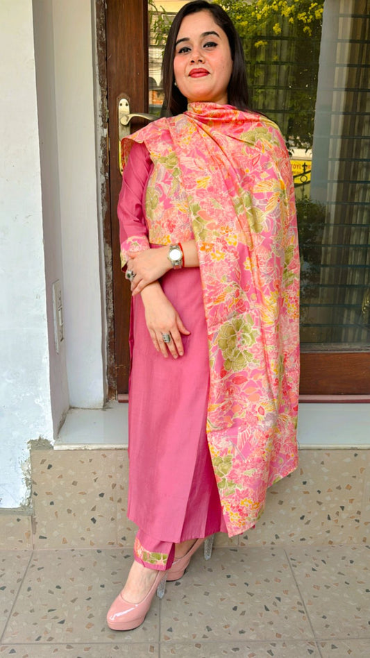 Elevate your style with this mehndi green ready-made suit set