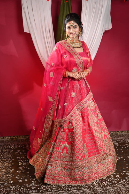 Traditional Red Bridal  Lehenga – A timeless blend of tradition and style.