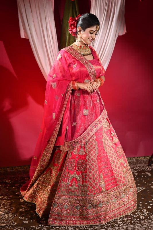 Traditional Red Bridal  Lehenga – A timeless blend of tradition and style.