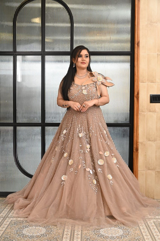 Golden Glamour Gown – A stunning statement piece with rich, regal appeal