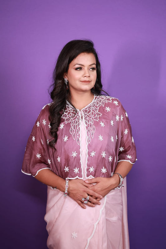 Classy and stylish saree with cape to slay in your next party