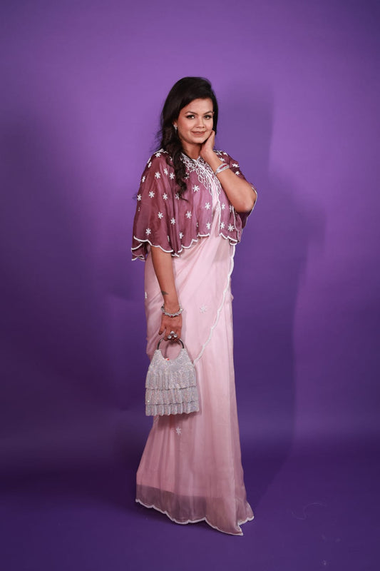 Classy and stylish saree with cape to slay in your next party