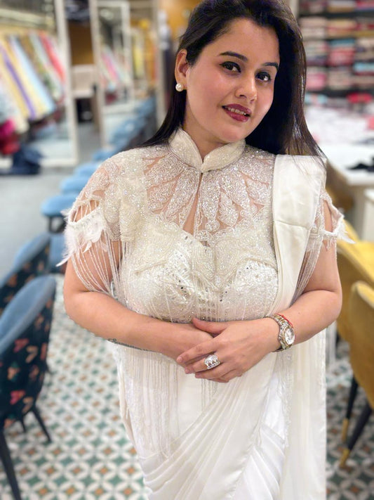 Slay in your next party with this very stylish Indowestern saree