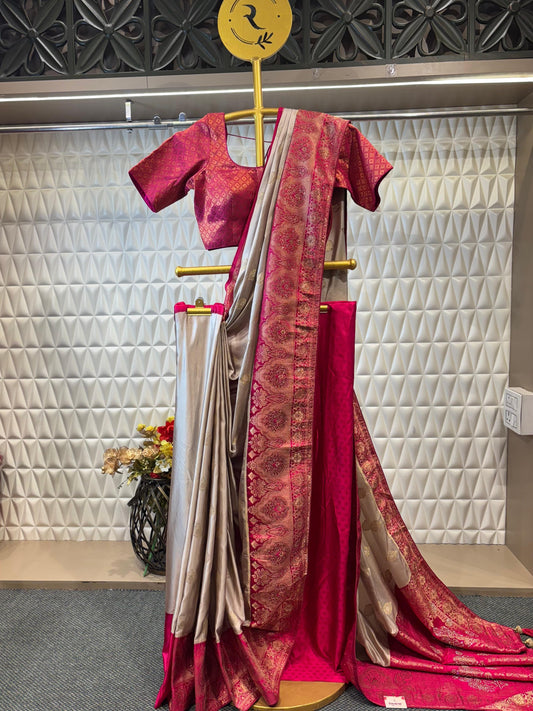 Evergreen traditional saree with this traditional boota blouse