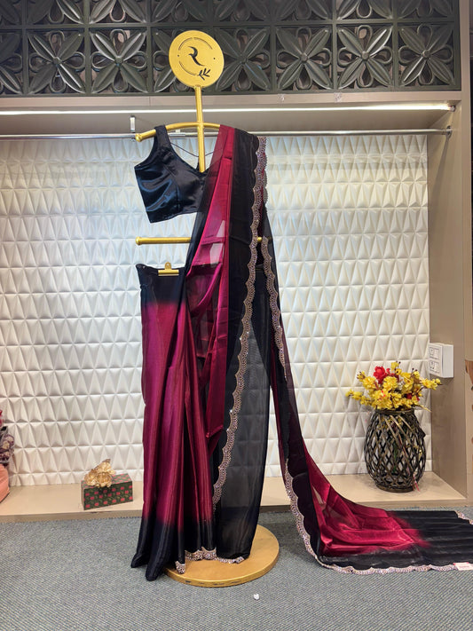 Evergreen and stylish saree , crafted in Swarovski work