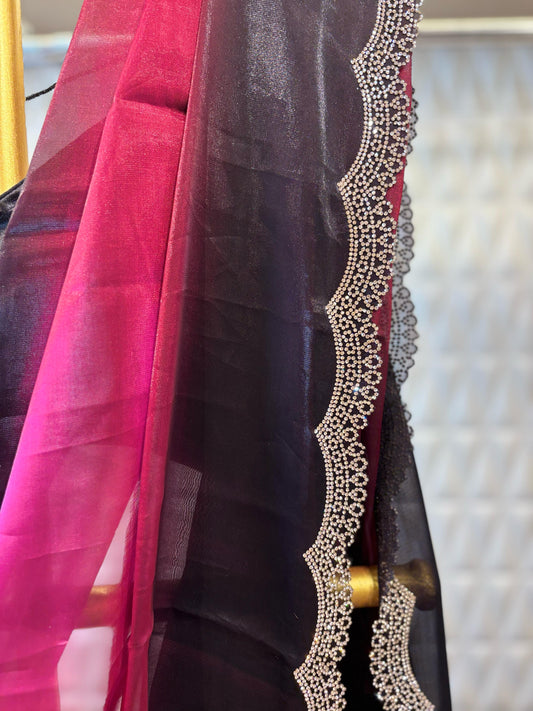 Evergreen and stylish saree , crafted in Swarovski work