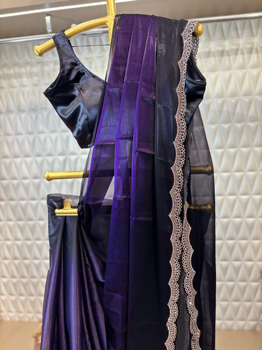 Evergreen and stylish saree , crafted in Swarovski work all the saree