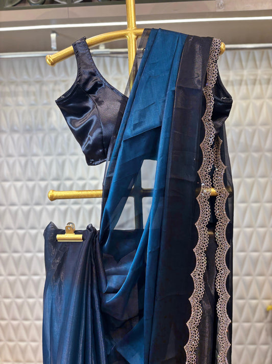 Evergreen and stylish saree , crafted in Swarovski work all the saree