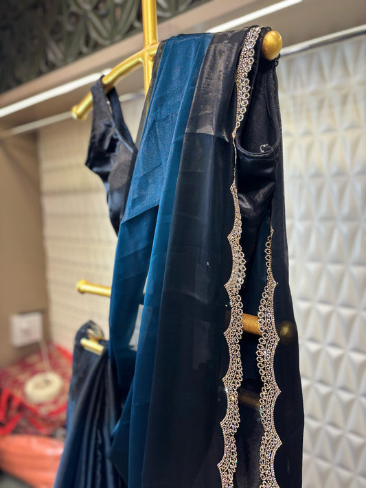 Evergreen and stylish saree , crafted in Swarovski work all the saree