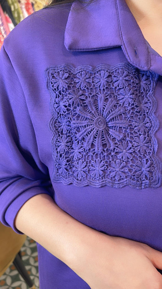 Gorgeous Co-ord set with crochet cut work embellishments