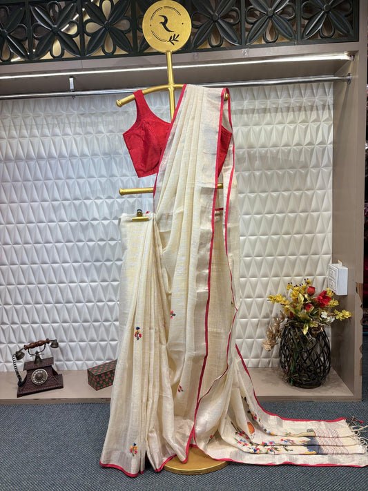 Breathe in elegance – Cotton tissue saree with hand brush painting