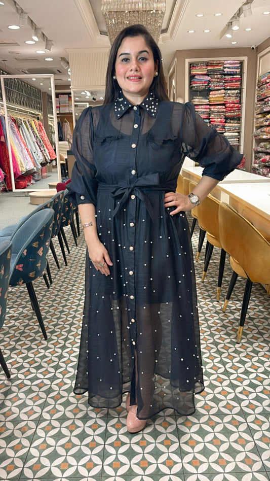 Step into timeless elegance with our full-length organza dress