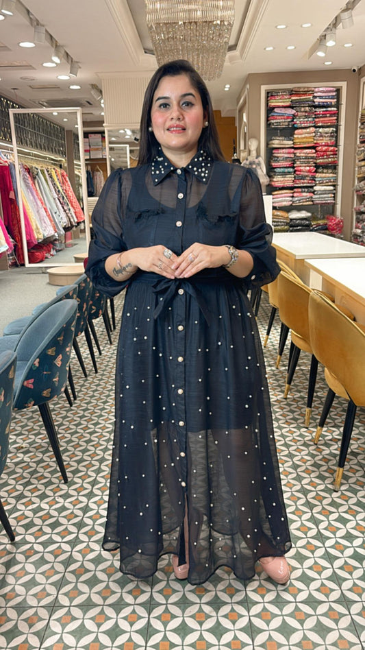 Step into timeless elegance with our full-length organza dress