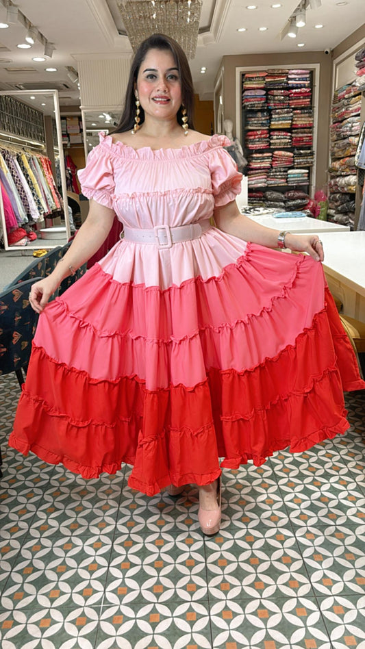 Frill Dress - Pink Shaded