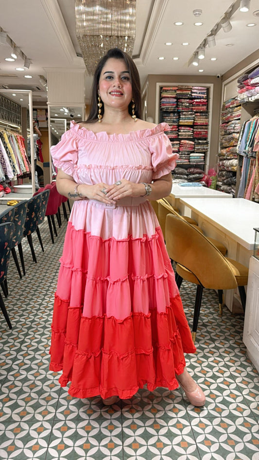 Frill Dress - Pink Shaded