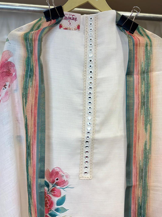 Featuring floral prints on the shirt and dupatta,paired with sequins highlighting