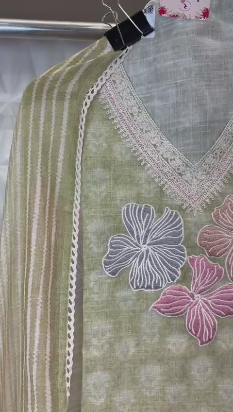 Embrace the elegance of summer with this Pista green colored cotton