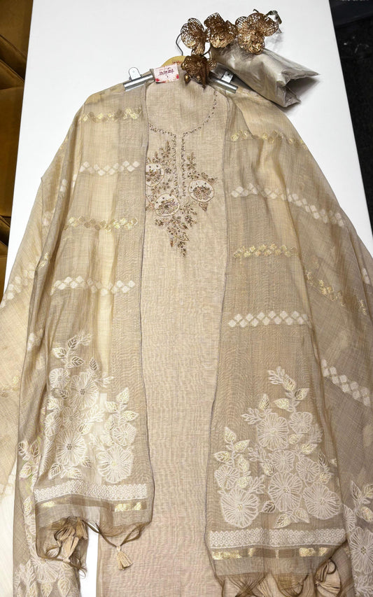 Elegant cotton linen party Wear Suit Set